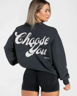 TEVEO Hoodies & Jackets*Acid Oversized Sweater "Schwarz"