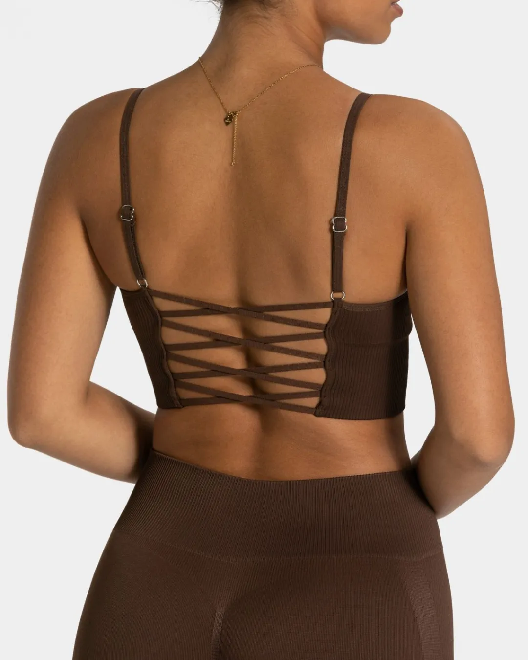 TEVEO Sports Bras*Elegant Cross Top "Dunkelbraun"