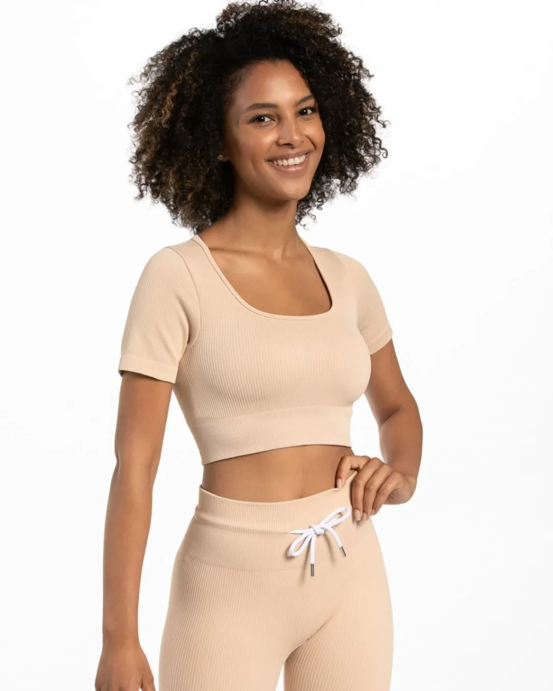TEVEO Tops*Ribbed Crop Top "Nude"