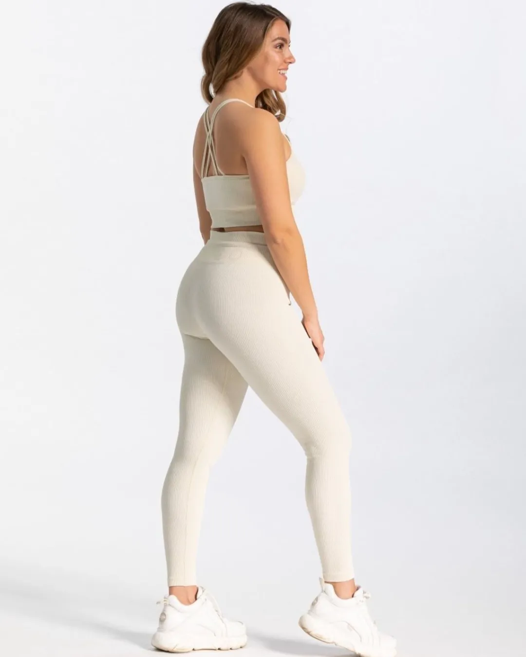 TEVEO Leggings & Pants*Ribbed Leggings "Ivory"