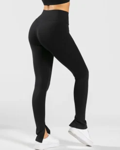 TEVEO Leggings & Pants*Sassy Slit Leggings "Schwarz"