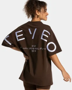 TEVEO T-Shirts*Signature Oversized T-Shirt "Dunkelbraun"