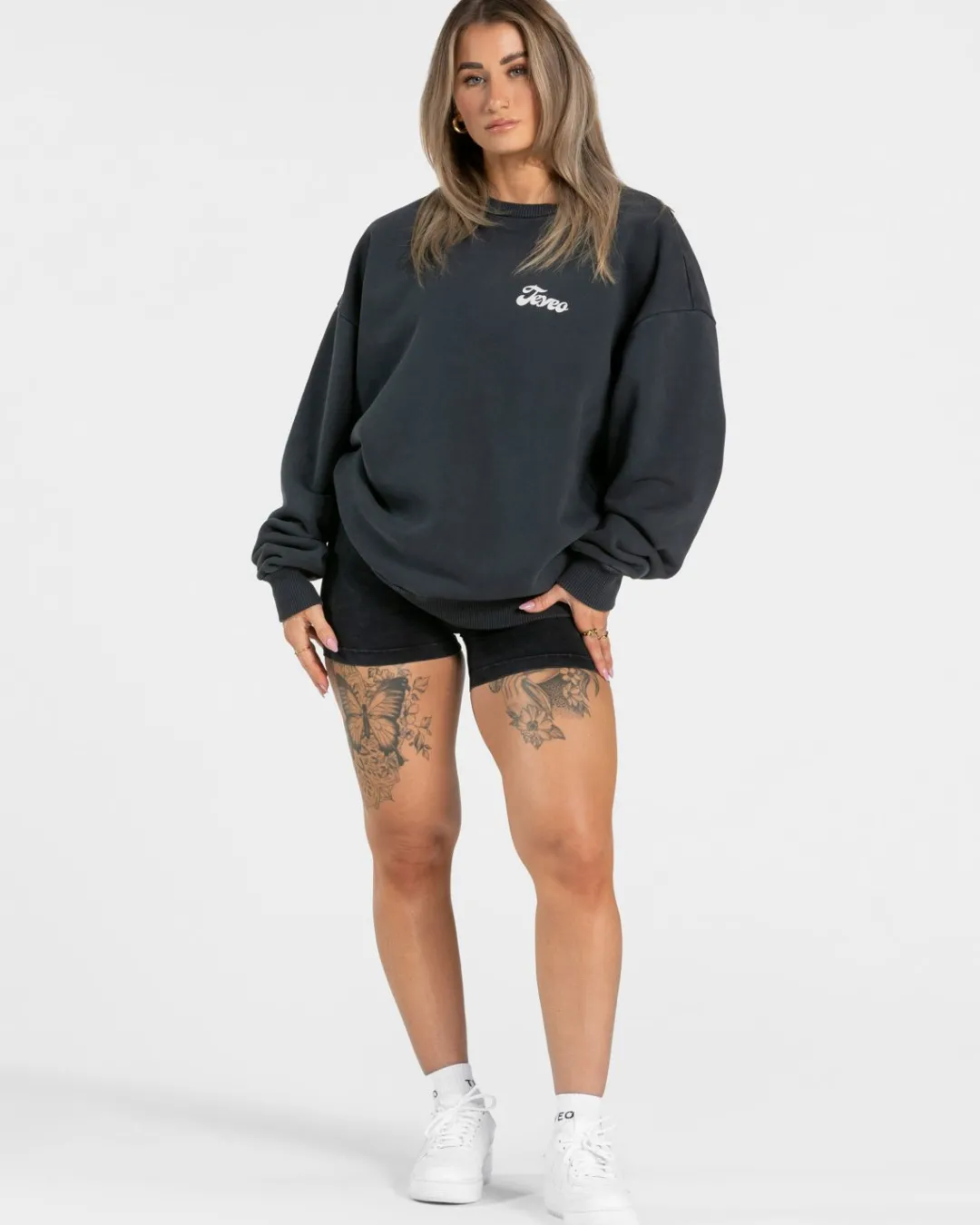 TEVEO Hoodies & Jackets*Acid Oversized Sweater "Schwarz"