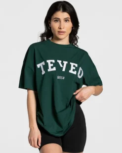 TEVEO T-Shirts*College Oversized T-Shirt "Dunkelgrun"