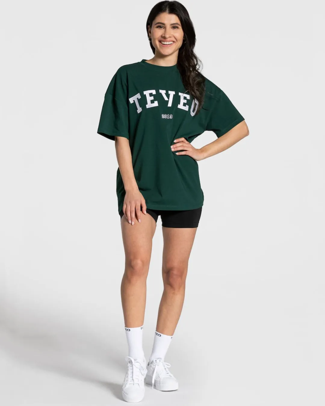 TEVEO T-Shirts*College Oversized T-Shirt "Dunkelgrun"