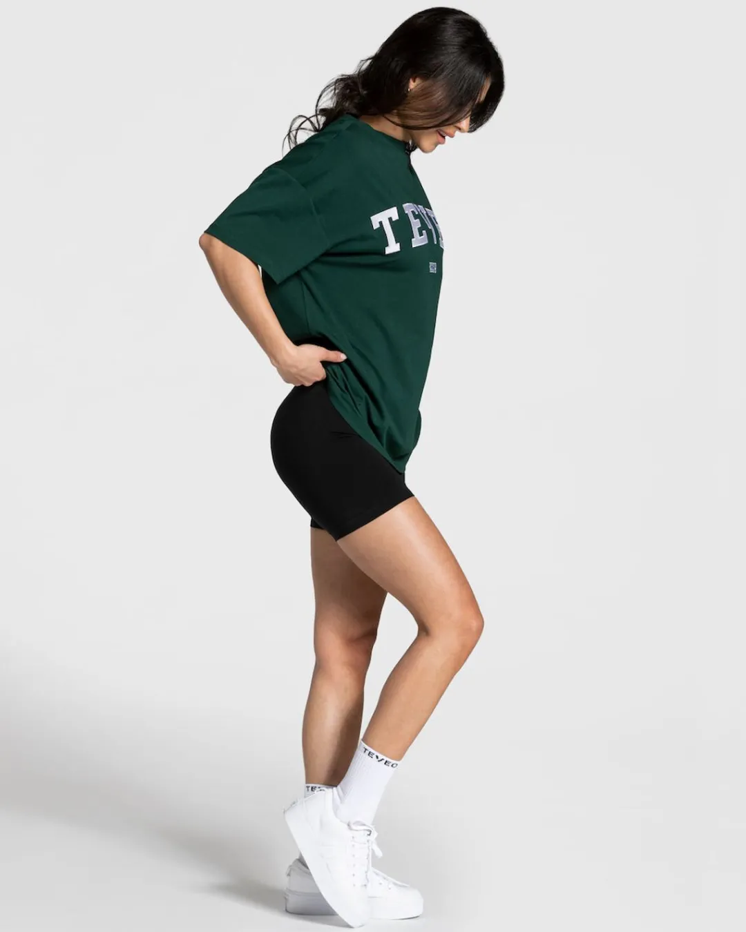 TEVEO T-Shirts*College Oversized T-Shirt "Dunkelgrun"