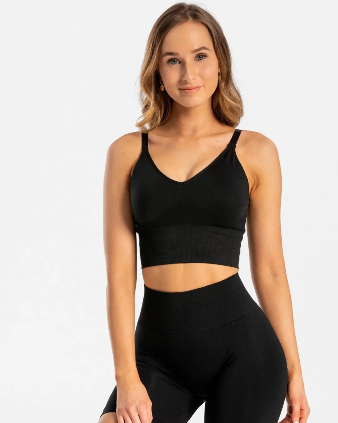 TEVEO Sports Bras*Damen Essential V-Top | Schwarz |
