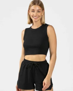 TEVEO Tops*Lounge Crop Top "Schwarz"