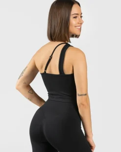 TEVEO Tops*Sassy One Shoulder Top "Schwarz"