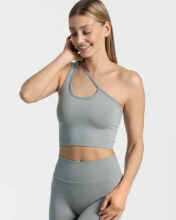 TEVEO Tops*Sassy One Shoulder Top "Stahlblau"