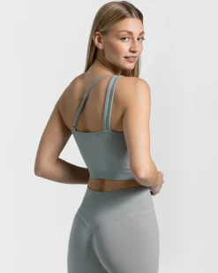 TEVEO Tops*Sassy One Shoulder Top "Stahlblau"