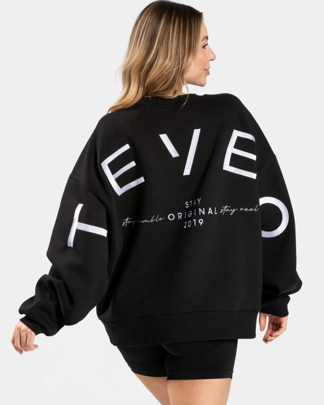 TEVEO Hoodies & Jackets*Signature Oversized Sweater "Schwarz"