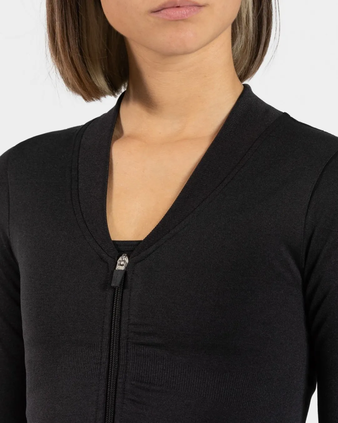 TEVEO Longsleeves*Statement Zip Jacke "Schwarz"